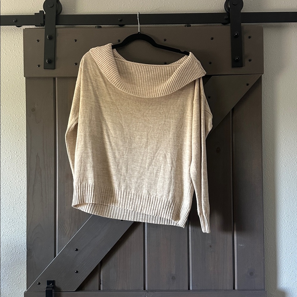 Milan Kiss Women’s XL Folded Off Shoulder Knitted Sweater - EUC